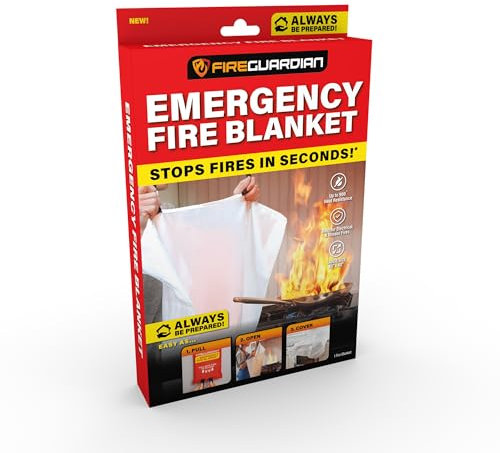 Ontel Fire Guardian Couverture d'urgence pour Feux de Liquide, de Graisse et de biocombustible – Résistante à la Chaleur à 900 degrés, 101,6 x 101,6 cm