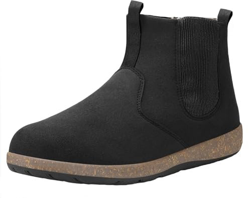 Stivali Donna Uomo Invernali Scarponcini Chelsea Boots Classici Stivaletti da Neve con Imbottitura Calda Antiscivolo Comode,Nero，46 EU