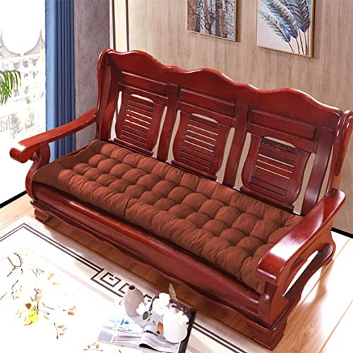 Dickes Baumwoll-Bankkissen für 2- / 3-Sitzer-Gartenbank, 140 x 40 cm, Braun