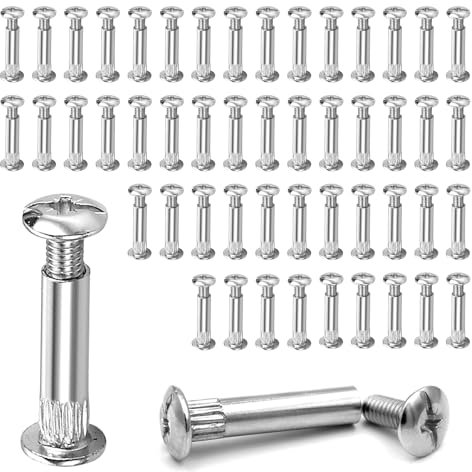 M4 Cupboard Joining Bolts Screws 50 Sets M4 Furniture Connecting Fastener Binding Screws Bolts for Cabinet Connectors