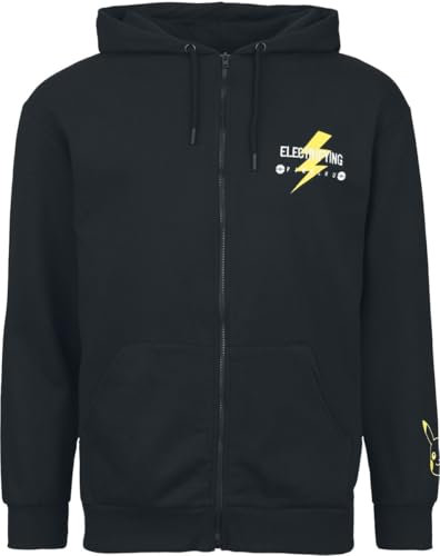 Pokémon Men's Hooded Jacket Black Fan Merch, Gaming, Nintendo, Pikachu, black, XL