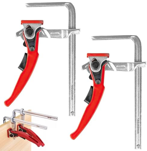 Lever Clamp, Pack of 2 All-Steel Table Clamps, Non-Slip Quick Release Clamp with 160 mm Capacity and 60 mm, Ratchet Table Clamp for Grinding Cutting