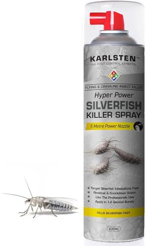 Karlsten Hyper Power Silverfish Killer Spray – 600ml | 5 Metre Long-Range Nozzle for Precision Application | Fast-Acting, Long-Lasting Silverfish Spray | Indoor Home Pest Control