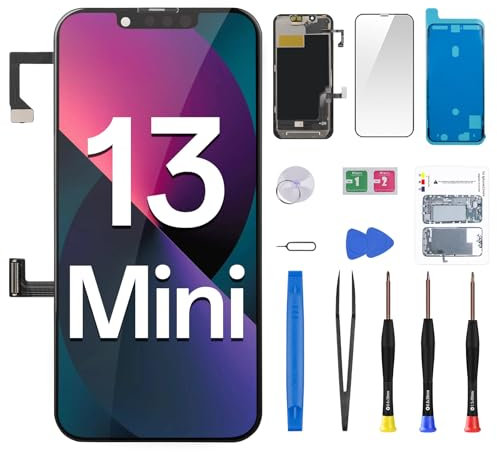 CYKJGS for iPhone 13 Mini Screen Replacement with Earspeaker Flex Cable Proximity Sensor 5.4 3D Touch LCD Display Digitizer Full Assembly Front Glass Repair Fix Tools Kit A2481 A2626 A2628 A2629