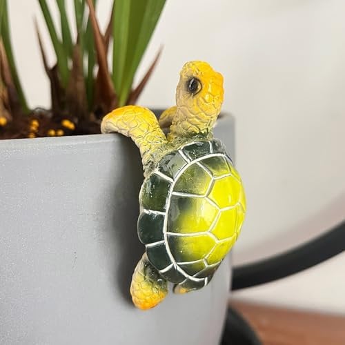 Sbyhbhyds Figure Plant Pot Hanger,Creative 3D Craft Resin Animal Hanging Turtle Statue,Cute Climbing Tortoise Flower Vase Statues,Planter Pot Figurines Gift for Yard Desk Garden Ornament Decorations