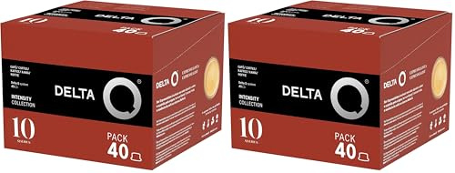 Delta Q - Cápsulas de Café Molido Qalidus - Espresso Intenso con Notas de Caramelo - Intensidad 10 - Molido Natural - 40 Cápsulas (Paquete de 2)