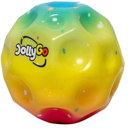 JollyGo Rainbow Moonball,Jumpball 9.5cm,Großer Moon Ball,EIN knallendes Geräusch,hohe Springender Gummiball,Spaceball,Big Bouncing Balls,Moonball,Geschenk für Kinder,XXL,Leicht greifbar (Sun Joy)