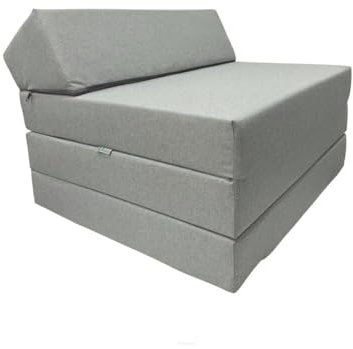 FORTISLINE Klappmatratze 200x70x10 cm - 3-teilige Faltmatratze - klappbare Gästematratze - Campermatratze mit wasserfestem Outdoor-Bezug - Würfelmatratze - Gästebett - Wohnwagenmatratze - Hellgrau