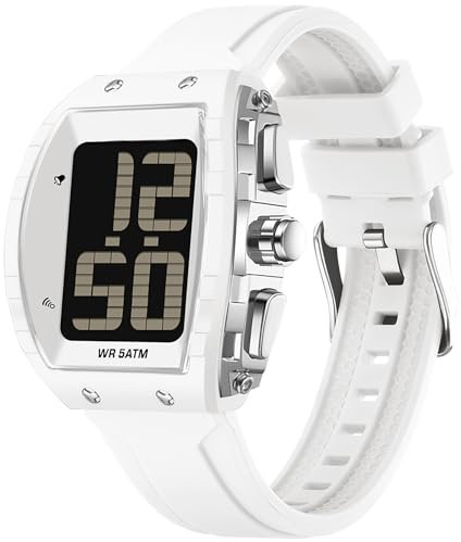 findtime Sprechende Uhr mit Großen Digital Zahlen für Sehbehinderte Blinde Menschen, Senioren Weiß Armbanduhr Leicht zu Lesen