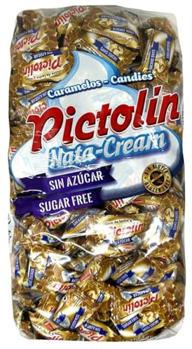 Deliex - Caramelos Pictolín dulce de leche con Nata y Sin Azúcar - Bolsa de 800 gr - Sin Gluten (Dulce de leche y nata)