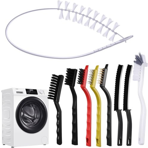 Lasnten 9-teiliges multifunktionales Fugendüsenreinigungsbürsten-Set, 8 harte Borstenbürsten und 1 Trommel-Wäsche-Reinigungsbürste für Tiefenreinigung von Lücken, Küche, Bad, Fugenmörtel, Spüle, Ecken