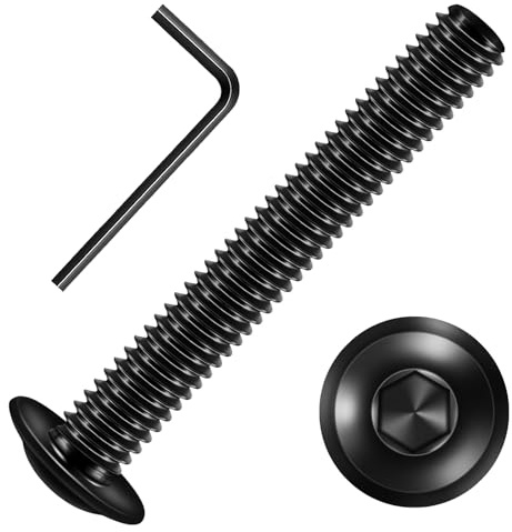 Valorada 10 viti a testa bombata flangiata, M8 x 40 mm, in acciaio inox 304, finitura nera, con chiave esagonale