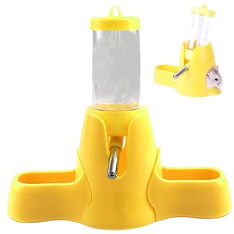 NASSMOSSE Hamster Water Bottle With Stand Non Drip 80ML Guinea Pig Water Bottle and 2 Food Dispensers Free Standing Automatic Dispenser for Small Animals