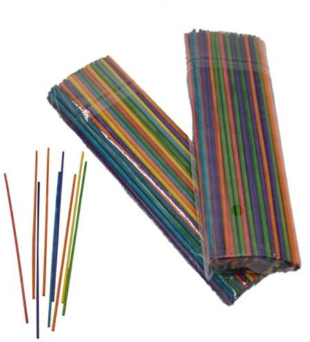 200 Stück Holzstäbchen, Bunte Holzstäbe, Zuckerwatte Stäbe, 3mm*150mm Holzstab, Holzstäbe zum Basteln, Holzleisten, Easy Sticks, Bastel Rundholz, für Handwerkskunst und Dekoration (Mehrfarbig 1)