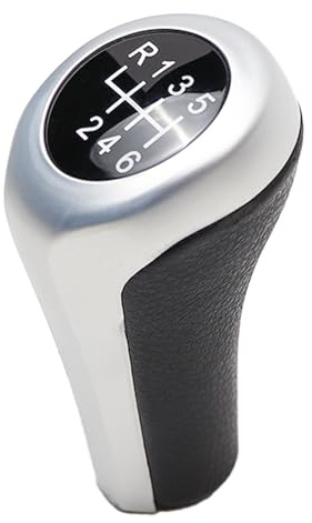 YananAC 6-Gang-Schaltknauf für BMW 1er E81 E82 E87 3er E46 E90 E91 E92 5er E60 E61 6er E63 X1 E84 X3 E83 X5 E53 E30 E32 E34 E36 E38 E39 Weiße Faser