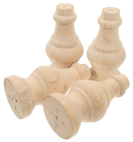ROMISBABA 4 Stück Massivholz Möbelbeine in Einzigartiger Form für Sofas und Möbel Stabil und Verformungsbeständig Modernes Design in Khaki Farbe