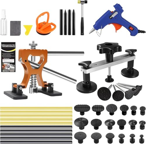 PDR - Kit de reparación de abolladuras para coche, sin pintura, extractor de dientes, ventosa y herramientas para carrocería, ideal para abolladuras medianas y pequeñas, daños por granizo y
