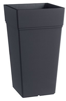 TERAPLAST Pot Haut Carré à Réserve d'eau Stalk 80cm Anthracite