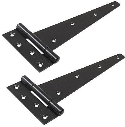 Pair of Black 400mm/16 Tee Hinges - Galvanised Heavy Duty Gate/Shed/Door T Hinges