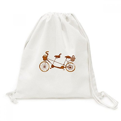 DIYthinker Cartoon Drei-Sitzfahrrad Großbritannien Land Kultur Leinwand Rucksack Reisen Shopping Bags