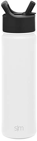 Simple Modern Bottiglia d'Acqua con Cannuccia, Termos in Acciaio Inossidabile Isolato per Sport e Palestra, Summit Collezione, 650ml, Winter White