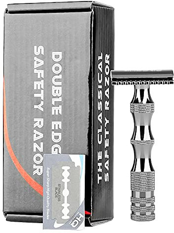 Rasierhobel Doppelkante Rasierer Anbbas Nassrasierer Rasiermesser Mit 10 Stück Rasierklingen für Mann und Frau