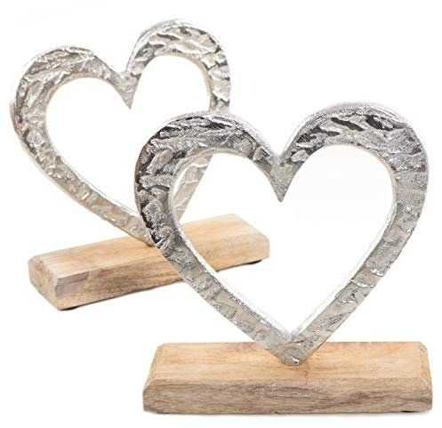 Logbuch-Verlag 2 große gleiche Herzen Deko zum Hinstellen als Geschenk Hochzeit Liebe aus Metall 16 cm Hochzeitstag