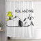 PKLUAS Kreativer langlebiger wasserdichter Stoff Polyester Calvin und Hobbes mit Snoopy Duschvorhänge Druck dekoratives Badezimmer mit Haken 152,4 x 182,9 cm