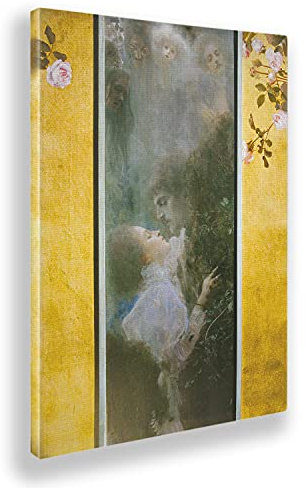 Giallobus - Gemälde - Gustav Klimt - Liebe - Leinwand mit Standardrahmen - 50x70 - Bereit zum Aufhängen - Moderne Gemälde für zu Hause