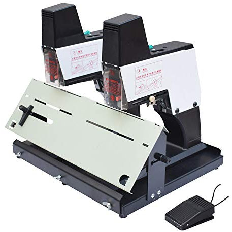 Hanchen Grapadora Eléctrica con Doble Cabeza 40 hojas Grapadora Automática Fuerza y Profundidad Ajustable para Oficinas Papelerías