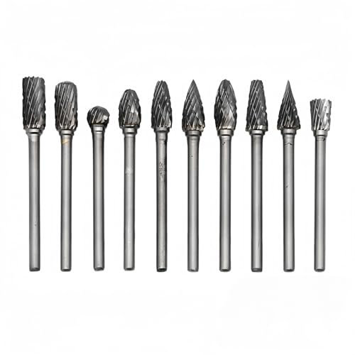 BOZONLI Juego de Fresas para Tallar Madera,10 Piezas Brocas para Madera Escofinas Fresa Frontal Aleación de Acero Tungsteno Herramientas Rotativas para Dremel para Madera, Tallado, Grabado