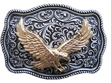 Edles Buckle mit Adler, 24 ct. Gold, Seeadler, Western, Gürtelschnalle