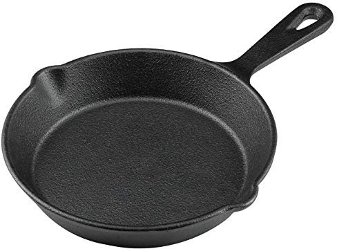 MOZUVE 8 Inch Cast Iron Skillet, Frying Pan with Drip-Spouts, Pre-seasoned Oven Safe Cookware, Camping Indoor and Outdoor Cooking, Grill Safe, Restaurant Chef Quality