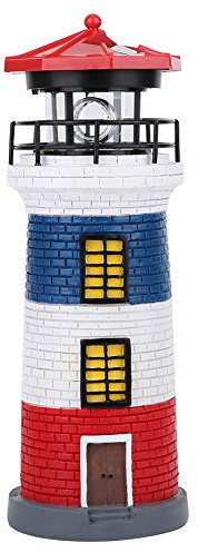 Tissting Faro Mare Lampada Stile Nautico, Faro Solare con Luce Rotante per Giardino, Illuminazione Automatica e Impermeabile Resinoso, Grande LED per Cortile Patio e Percorso Esterni