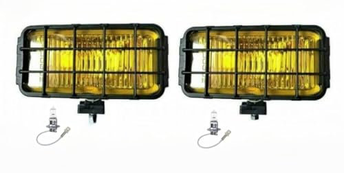 MelTruck® 2x H3 Halogen Gelb Nebelscheinwerfer 12V 24V IP54 Zusatzscheinwerfer 195x95x82 mm und 24V Glühbirnen