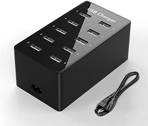 ANNCAY USB Ladegerät, mehrere USB Schnellladegeräte, 50W, 10 USB Netzteil, geeignet für iPhone/Samsung/Huawei/Xiaomi/Mp3/Tablet/Kamera usw.