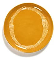 Plate Feast M L22,5 X W22,5 X H2 cm Sunny Yellow Swirl-Stripes White