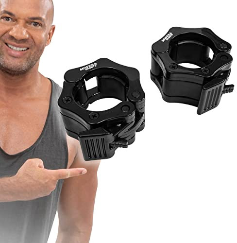 Miweba Sports Schnellverschlüsse für Olympia Langhantel 50/51 mm - Hantel - Hanteln - Langhanteln - Hantelverschlüsse - Schnellverschluss für Hantelstange - Hantelklemmen - Universal (Schwarz)