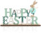 com-four® Deko Aufsteller für Ostern - Schriftzug mit niedlichen Osterhasen - Osterdeko zum Hinstellen - Osterdekoration aus Holz mit Glöckchen (1 Stück - Hase und Schmetterling)