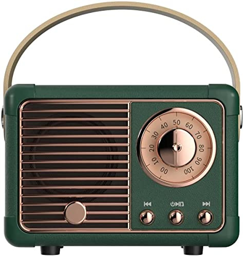 Baolira Retro Bluetooth Speaker, Portable Wireless Speaker with Crystal Clear Stereo Sound, Retro Decor for Bedroom Office Kitchen, Birthday Gifts Ideas for Women Men Teens (Green)