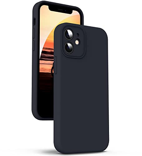 Supdeal Liquid Silicone Case for iPhone 12, [Camera Protection] [Anti Fingerprint] [Wireless Charging] 4 Layer Phone Case Protective Cover, Built-in Microfiber Case Cover, 6.1,Black