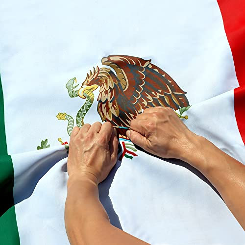 Anley Rip-Proof Technology Drapeau mexicain double face 3 plis 0,9x1,5 m –Couleurs vives, en-tête en toile et infroissable – Les drapeaux nationaux mexicains MX les plus solides et les plus durables