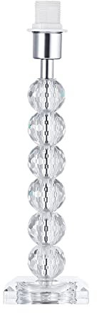 Contemporary Clear K9 Crystal Glass Table Lamp Base with Faceted Spheres and Chrome Trim | 1 x E14 60w Maximum | 32cm Height by Happy Homewares