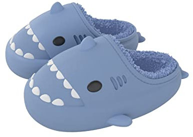 NIBESSER Pantofole Squalo Donna Ciabatte Uomo Invernali Pelose Ciabatte Squalo Uomo Inverno Impermeabili Pantofole da Casa con Suola Spessa Comode Antiscivolo Lavabili,Blu,36/37 EU