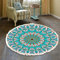 Teppich Rund Bohemian Blume Groß Teppich Mandala Muster Quasten Waschbarer Baumwolle Teppich Wohnzimmer Schlafzimmer (120cm,Blau-Rot)