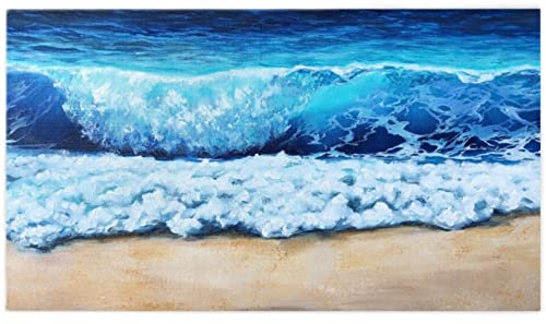 Ölbilder Auf Leinwand Handgemalt, Blau Wogendes Meer Küstenlandschaft Abstrakte Moderne Original Handgemalte Ölgemälde Auf Leinwand Für Familienwand Wohnzimmer Esszimmer Home Art Decor Weihnac