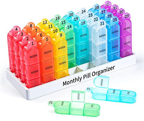Zoksi Pill Box 3 Times a Day, Monthly Pill Box Organiser, 30 Day Pill Organiser, One Month Pill Case Three Times a Day, 31 Day Medicine Organizer Pill Container to Store Fish Oils, and Other Meds