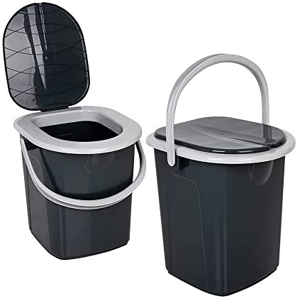 Pluto Packaging Large 22 Litre Portable Compact Indoor Outdoor Lightweight Camping Festivals Mobile Toilet Seat & Lid (1)