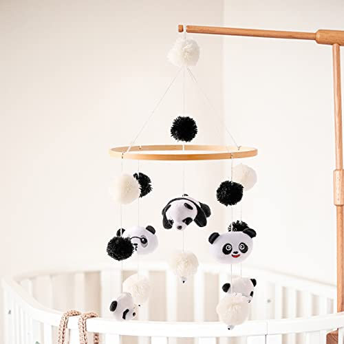 RANJIMA Baby Mobile für Bett, Panda Mobile aus Holz und Wollknäuel für Mädchen oder Jungen, Wickeltisch Rassel Geschenk zum Ostern die Taufe