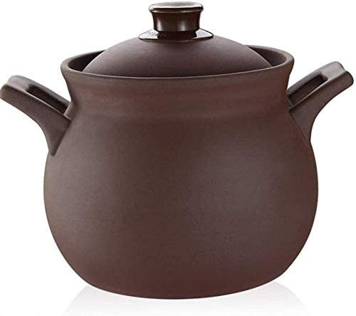 Pentola di Terracotta per Cucinare casseruola Pentole Pentole Terracotta - Padella Antiaderente Sana e Resistente Realizzata con Sabbia Viola Naturale (1,6 l)